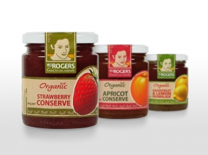 Mrs Rogers organic conserves packaging