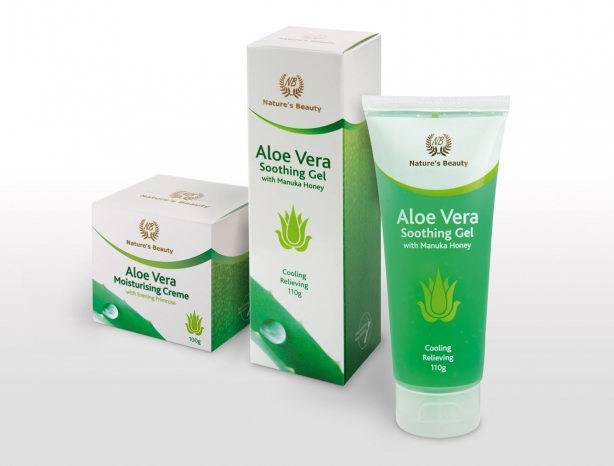 Nature’s Beauty Aloe Vera skincare packaging